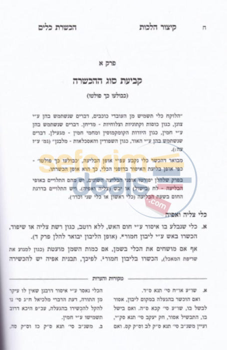 Kitzur Halachos Hakashrus Kelim -