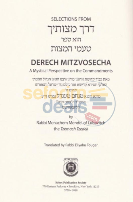 Lessons In Derech Mitzvosecha - Vol. 1