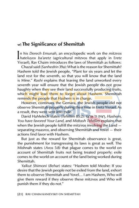 Rav Chaim Kanievsky On Shemittah