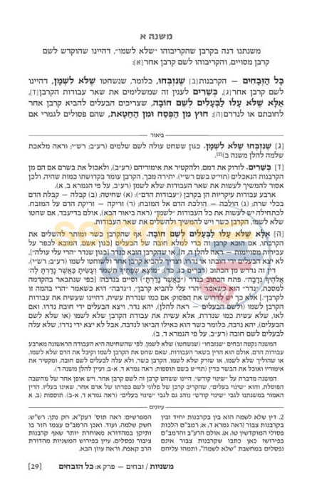 The Artscroll Ryzman Edition Hebrew Mishnah Zevachim -