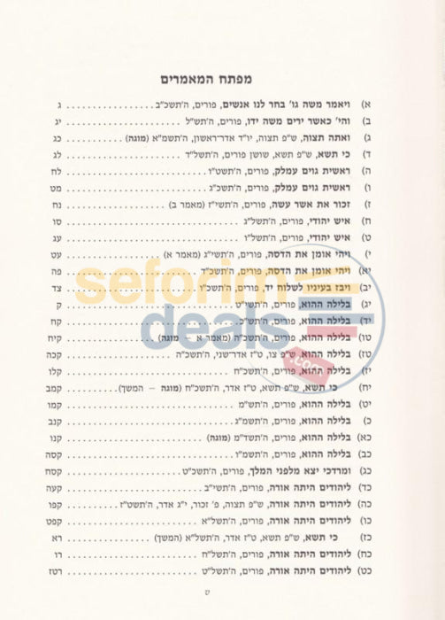 Toras Menachem Sefer Hamaamarim Moadim Purim -