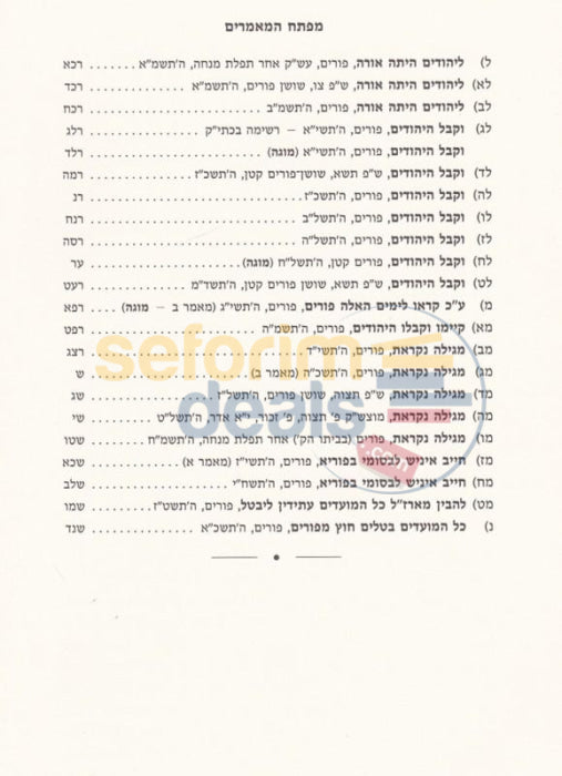 Toras Menachem Sefer Hamaamarim Moadim Purim -