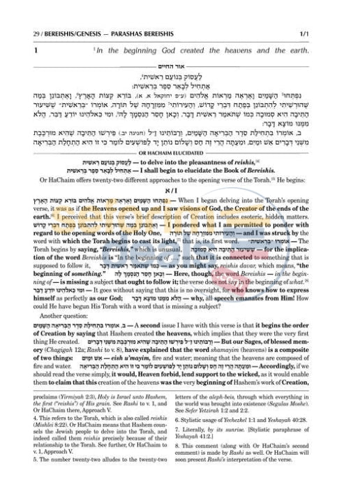Artscroll English Or Hachaim - Bereshis Vol. 1