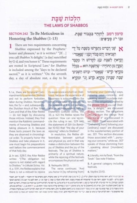 English Alter Rebbe Shulchan Aruch - Vol. 4 Hilchos Shabbos