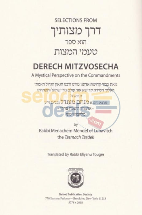 Lessons In Derech Mitzvosecha - Vol. 1