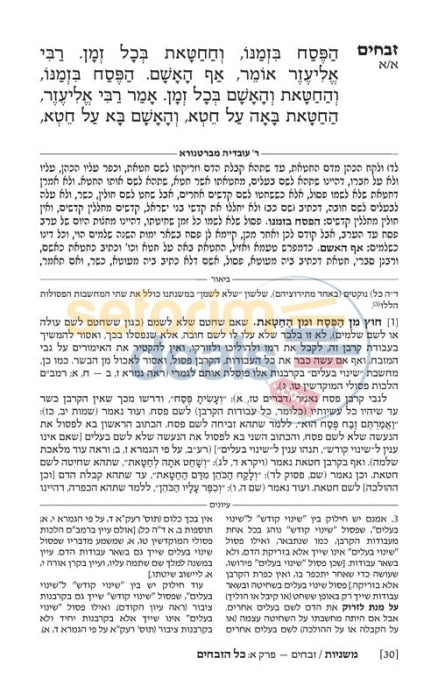 The Artscroll Ryzman Edition Hebrew Mishnah Zevachim -